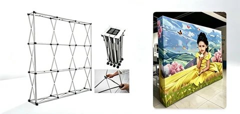 8ft 10ft Banner Exhibit Display Trade Show Tension Fabric Pop Up Wall Retractable Publicitaire backdrop Customized Fabric Cover