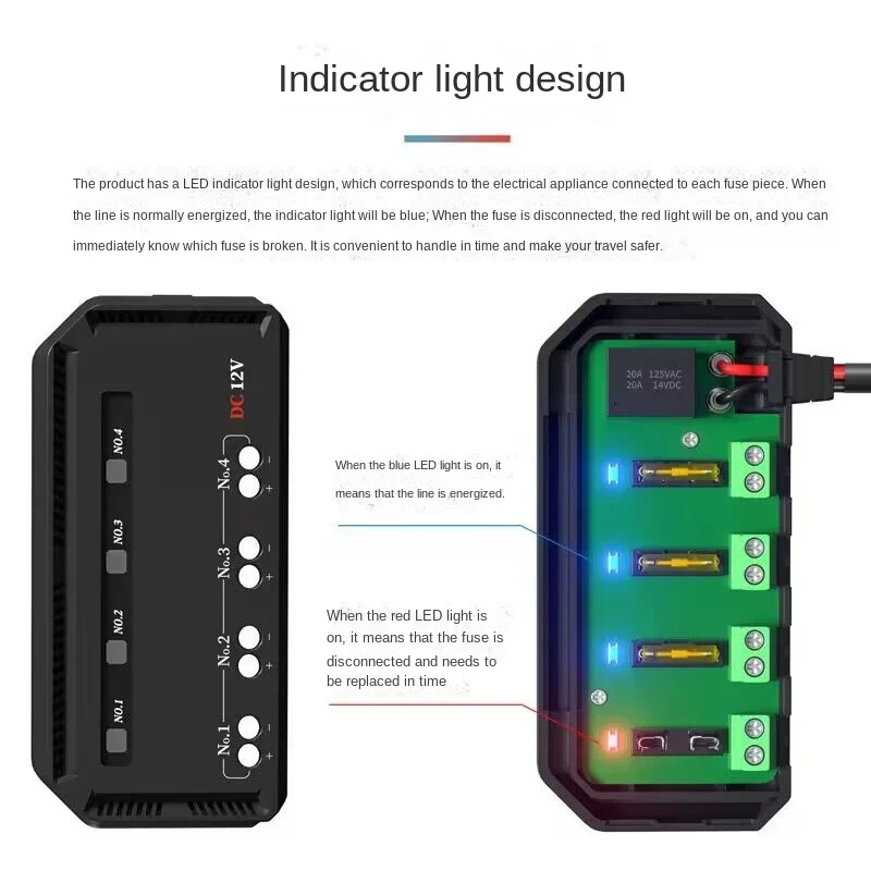 Car fuse box, waterproof strip, fuse piece, motorcycle quick connector, fuse box, square