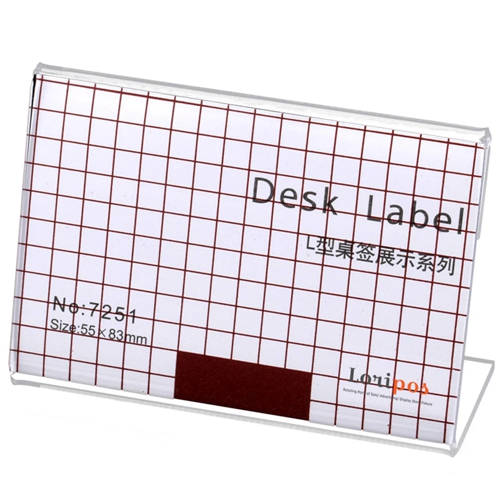 Acrylic L Shape Free Standing Desktop Label Sign Holder 5pcs