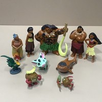 Lot 10pcs/Set  5-8CM Disney Moana Princess Moana Cheif Tui Maui Grandma Tala Pua Pig Rooster Kakamora Action Figures Decoration