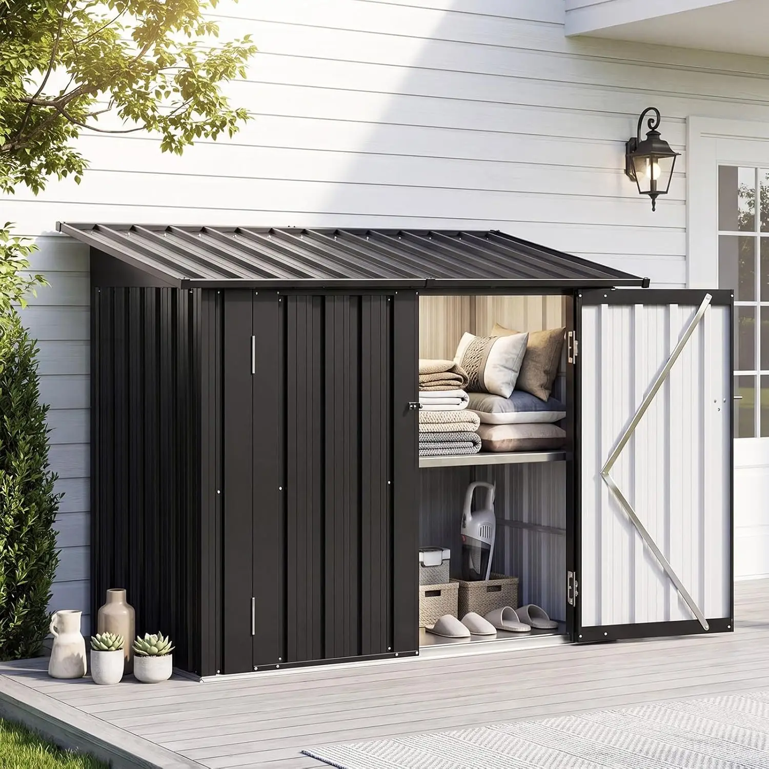 Outdoor Storage Cabinet 35 Cu.Ft Metal Storage Shed with Floor | 51.4”x30.3” All-Weather Outdoor Storage Box, Customized
