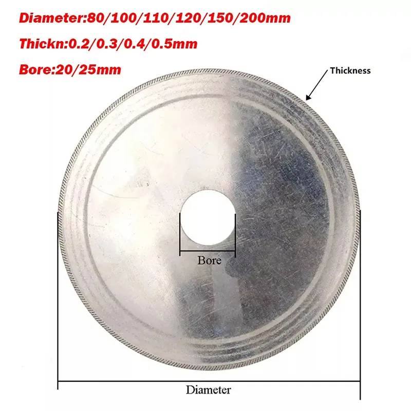 1/2/3 Pcs Diamond Saw Blades Bevel Tooth Blade Lapidary Cutting Disc Saws Jewelry Tools OD 80~200mm Thickness 0.2 0.3 0.4 0.5mm