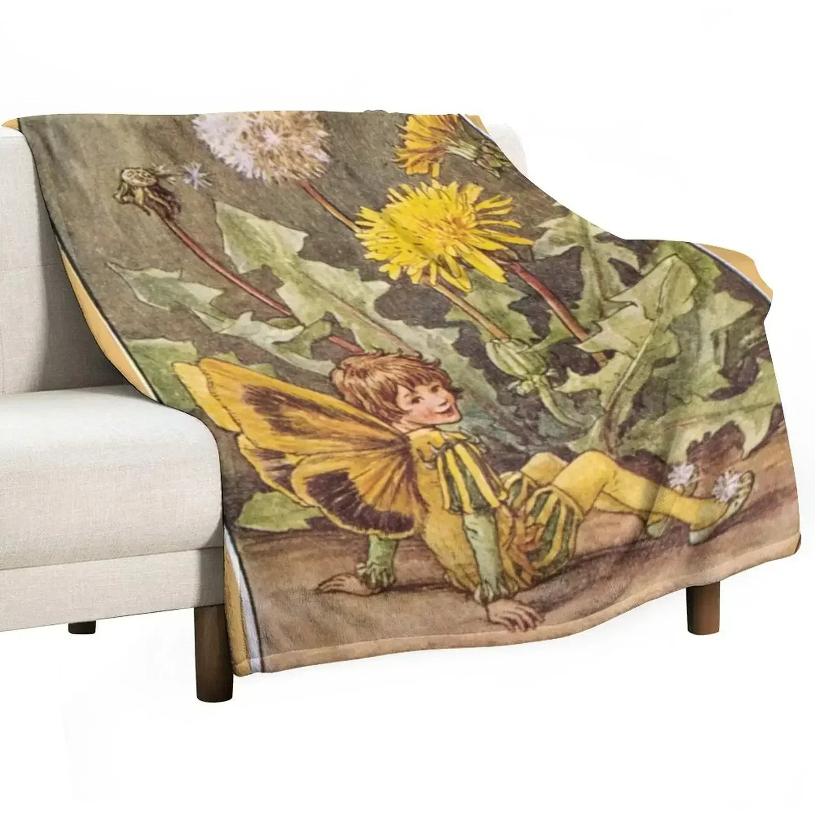 

Cicely Mary Barker The Dandelion Fairy Throw Blanket Flannel Fabric Decoratives for winter Blankets