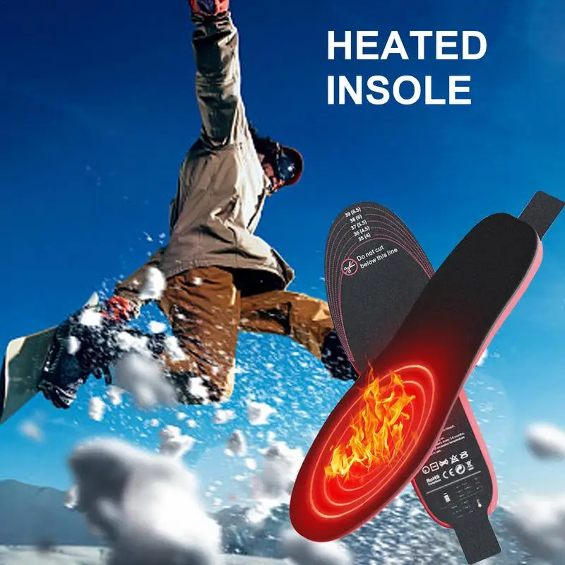 Electric Heated Insoles Rechargeable Adjustable Temperature Heated Shoes Soles Winter Foot Warmers for Men Women with Remote