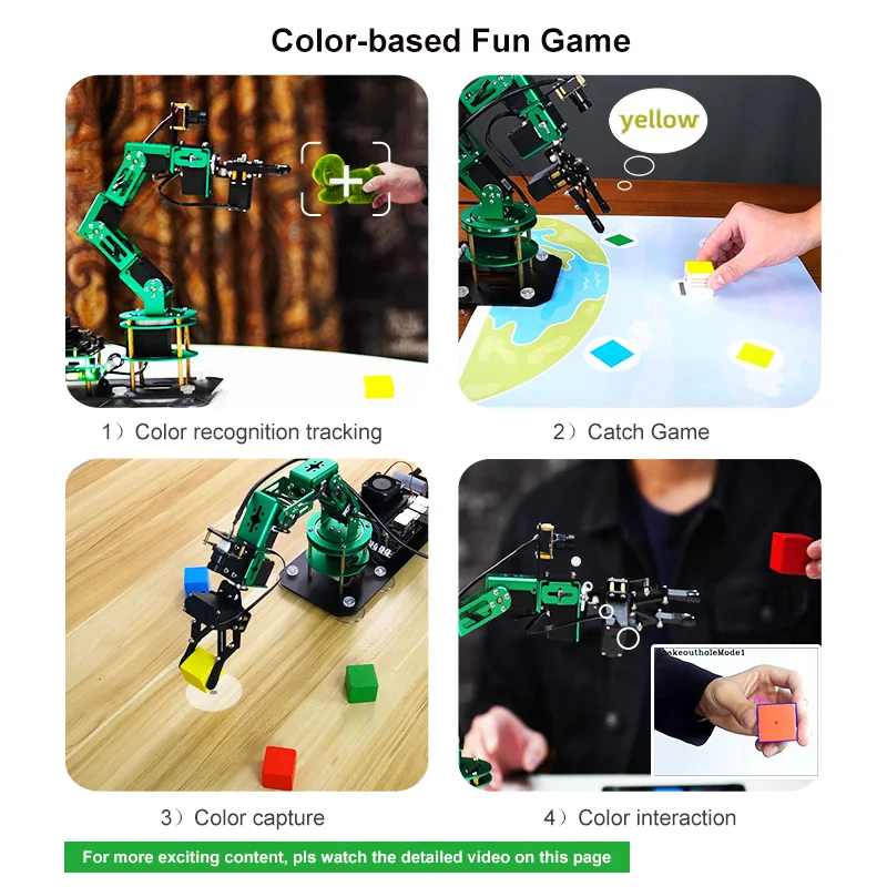 Raspberry Pi 5 AI Vision Robotic Arm And Camera 2 In 1 Kit With Recognition, Tracking And Grabbing Actions For AI Training