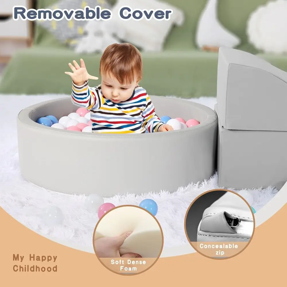 4-teilige Kletterblöcke für Kleinkinder aus PU-Leder mit Bällebad – Schaumstoff-Spielset für den Innenbereich für Kinder