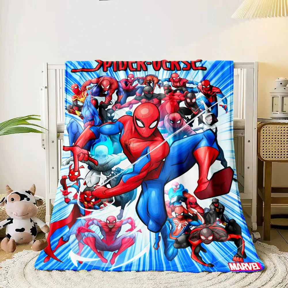 Spider-Man Cartoon printed flannel thin blanket. Four seasons blanket. for sofa, beds, living room, travel picnic blanket gifts