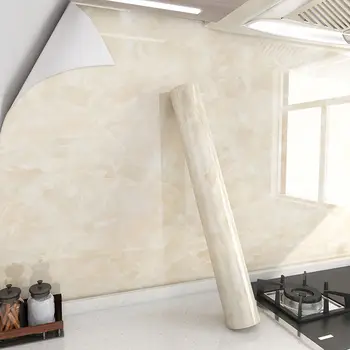 60 cm breite Küchenschränke, Vinyl-Marmor, ölbeständige Tapete, selbstklebende, wasserfeste, abnehmbare Aufkleber für Badezimmer-Wanddekoration