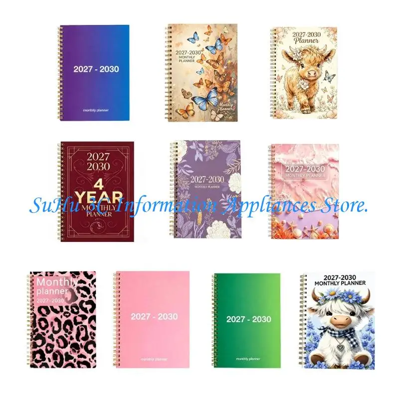  Coil-Bound Monthly Planner Covering 2027-2030, with Monthly Calendar Pages and Memo Space for Tasks and Important Dates