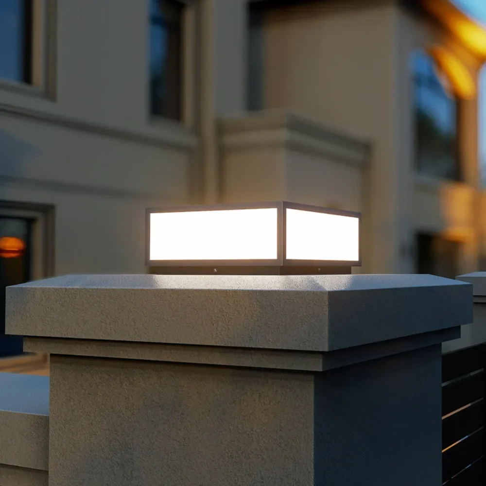 New solar stigma lamp outdoor waterproof courtyard stainless steel electricity connection garden villa gate wall pillar