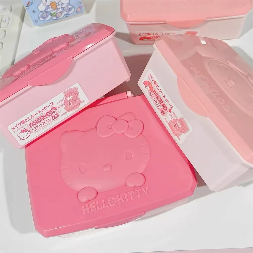 Sanrio My Melody Hello Kitty Flip Cover Dust Proof Jewelry Box Girl Cartoon Kuromi Pochacco Desktop Item Sorting Storage Box