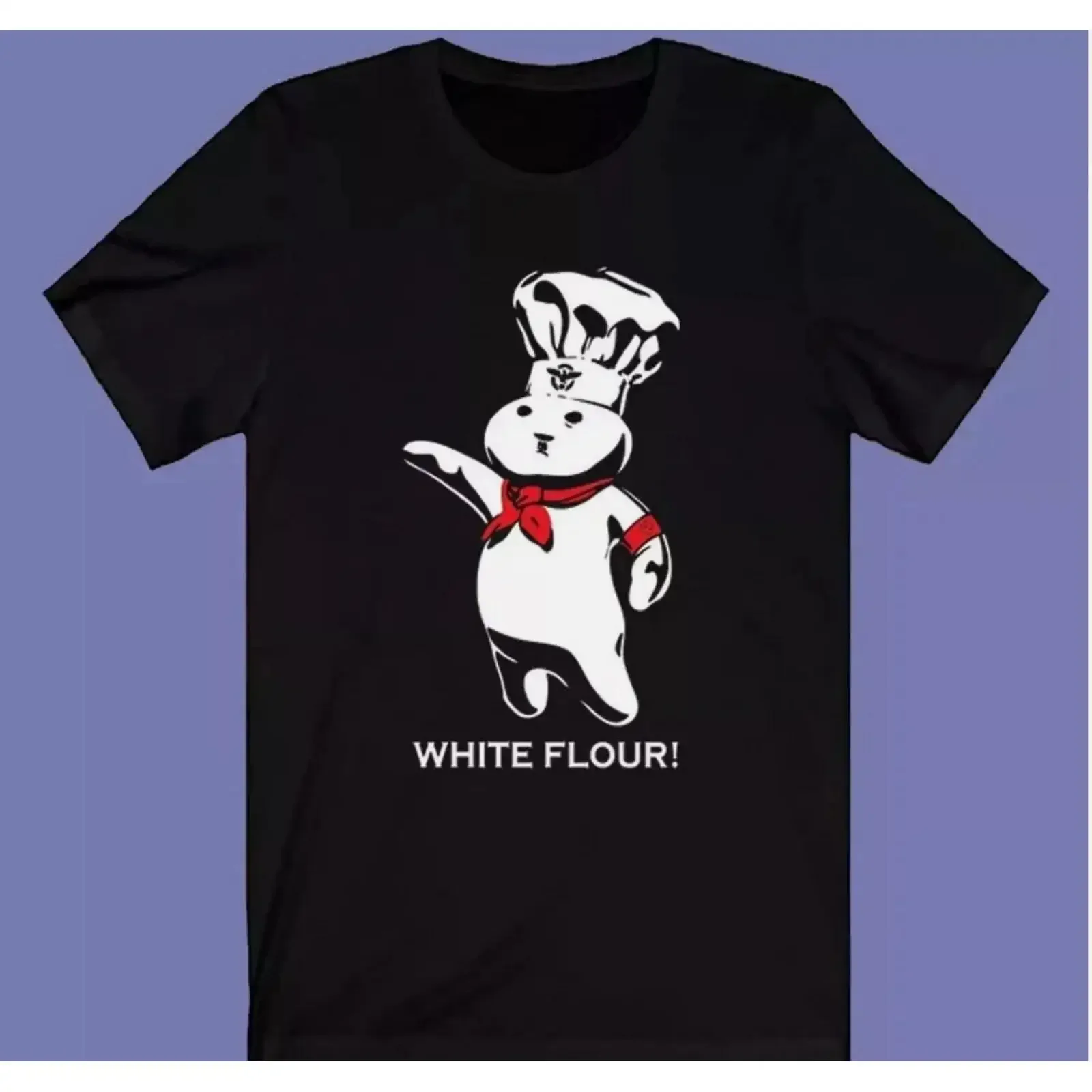 Pillsbury Doughboy White Flour Logo Men's Black T shirt vintage Washed Soft designer clothes Stretched fashion homme Casual