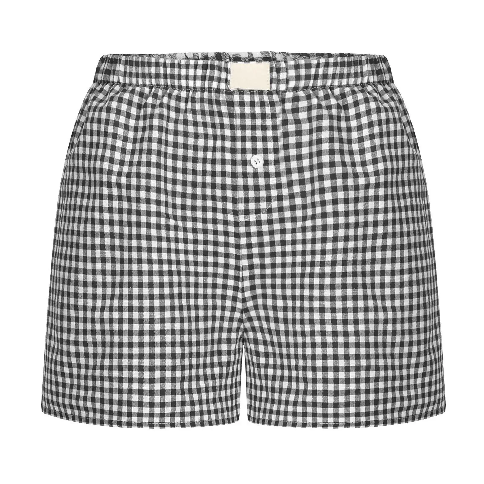 

Gingham Boxer Shorts for Women Teen-girls Elastic Waistband Pull-on Red Blue Plaid Shorts Outfit Casual Lounge Summer Shorts ﻿