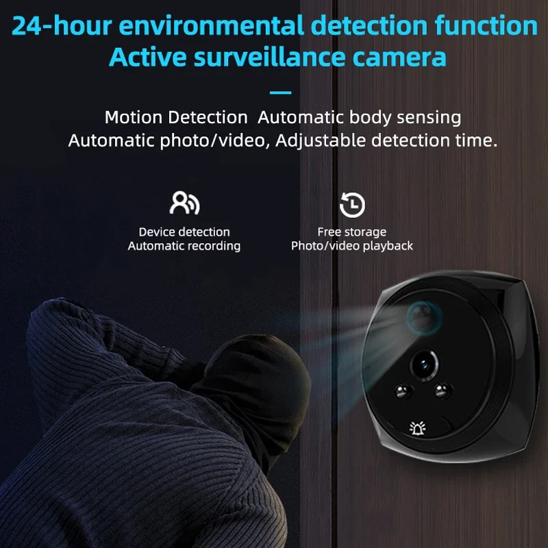 3.5 Inch Digital Doorbell Video Peephole Door Eye Viewer Camera 10x Zoom 135 Degree Wide Angle Night Vision Motion Detection