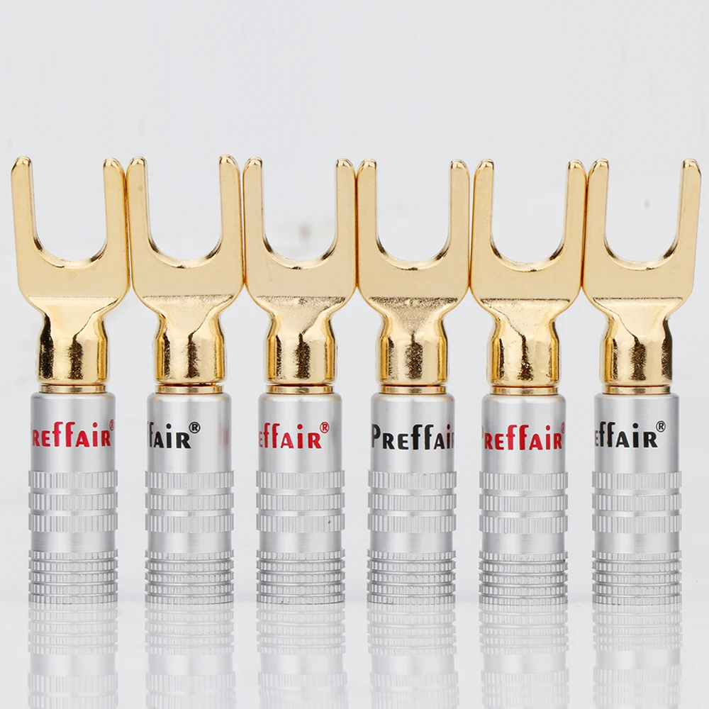 Preffair SY1522 24K مطلية بالذهب المجرف التوصيل موصل طرفي المتكلم تمديد كابلات محول Y التوصيل كابل مكبر الصوت