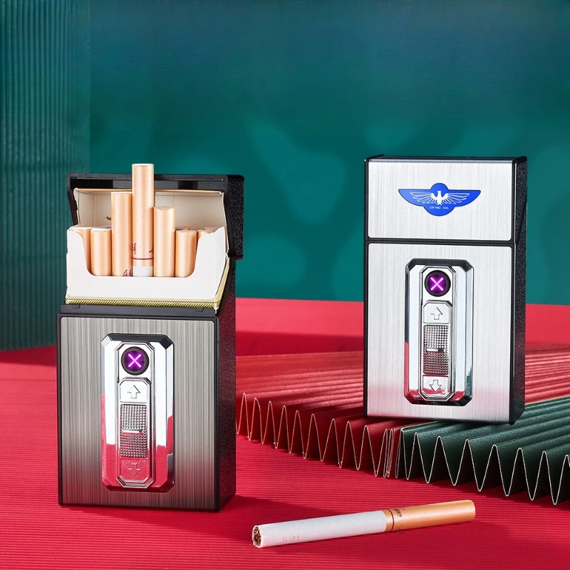 

20 Thick Double Arc Pulse USB Charging Lighter Waterproof Moisture Resistant Cigarette Case for Outdoor Smoking Use Best Seller