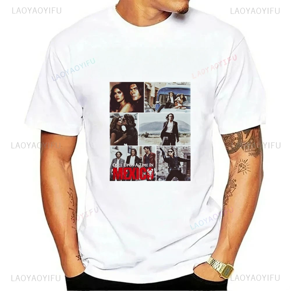 

Классическая футболка с плакатом и изображением восстановленного испанского актера Antonio Banderas, изготовлена из хлопкового материала