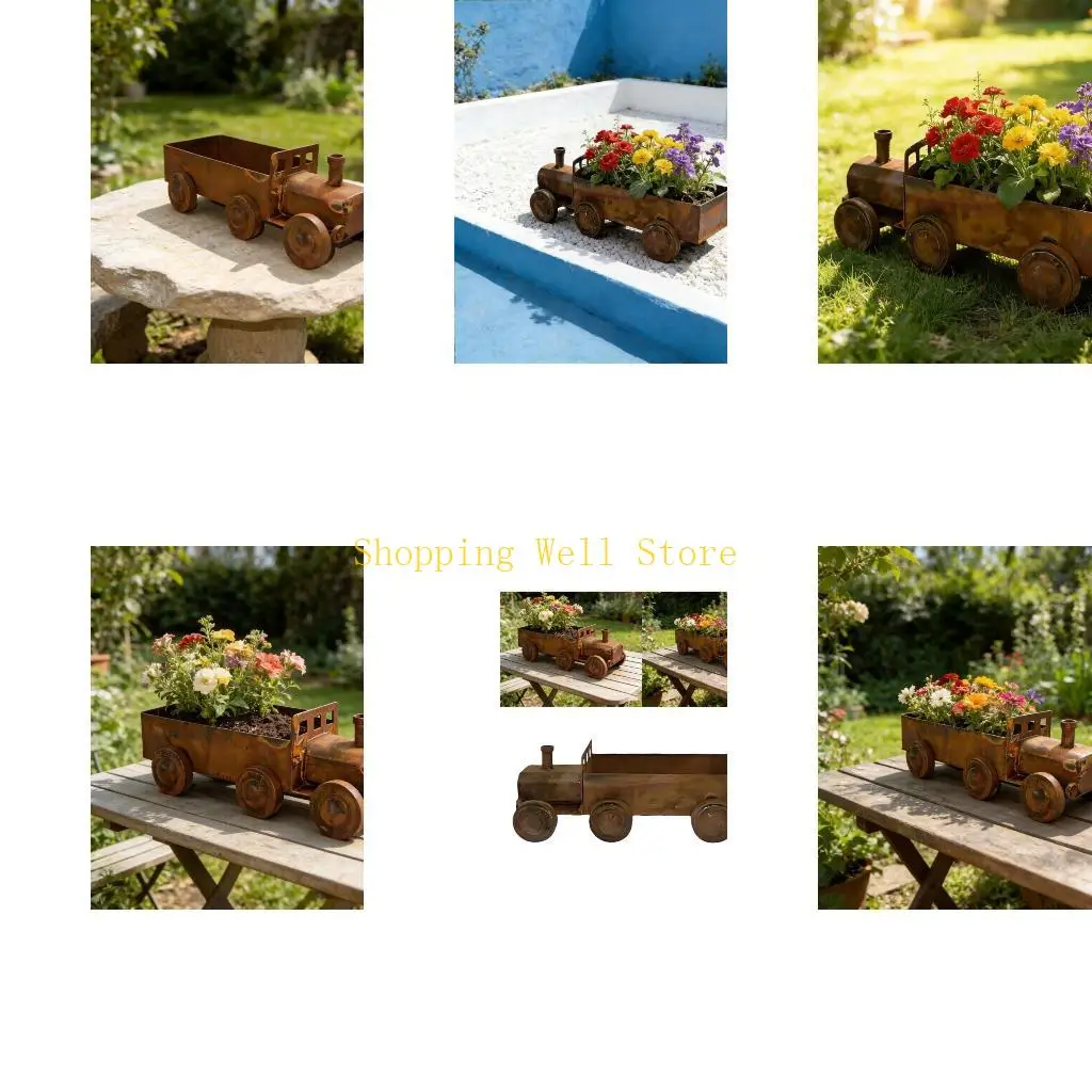 KX4B Whimsical Artistic Iron Flower Pot Metal Planter Container For Plant Succulents Or Herbs