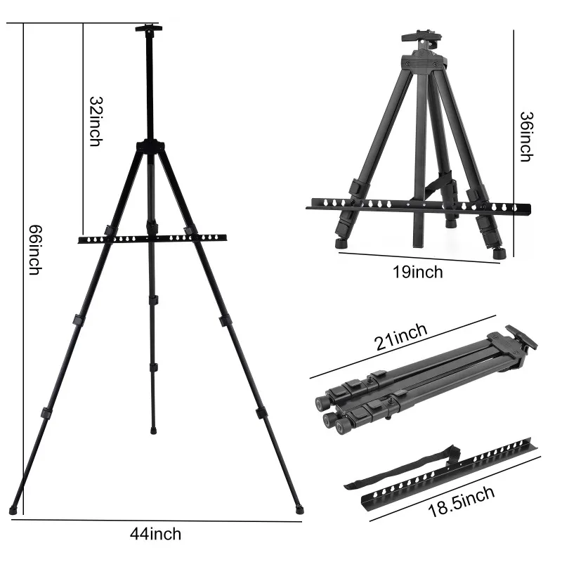 4 Sections POP Display Stand Art Easel Advertisement Sketch Telescopic Metal Portable Artboard Oil Painting