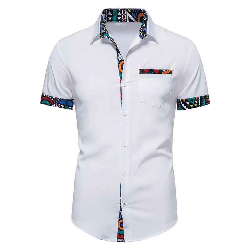 

Mens White Short Sleeve Button Up Shirts Hipster African Dashiki Shirt Men Harajuku Streetwear Shirt Male Camisa Masculina xxl