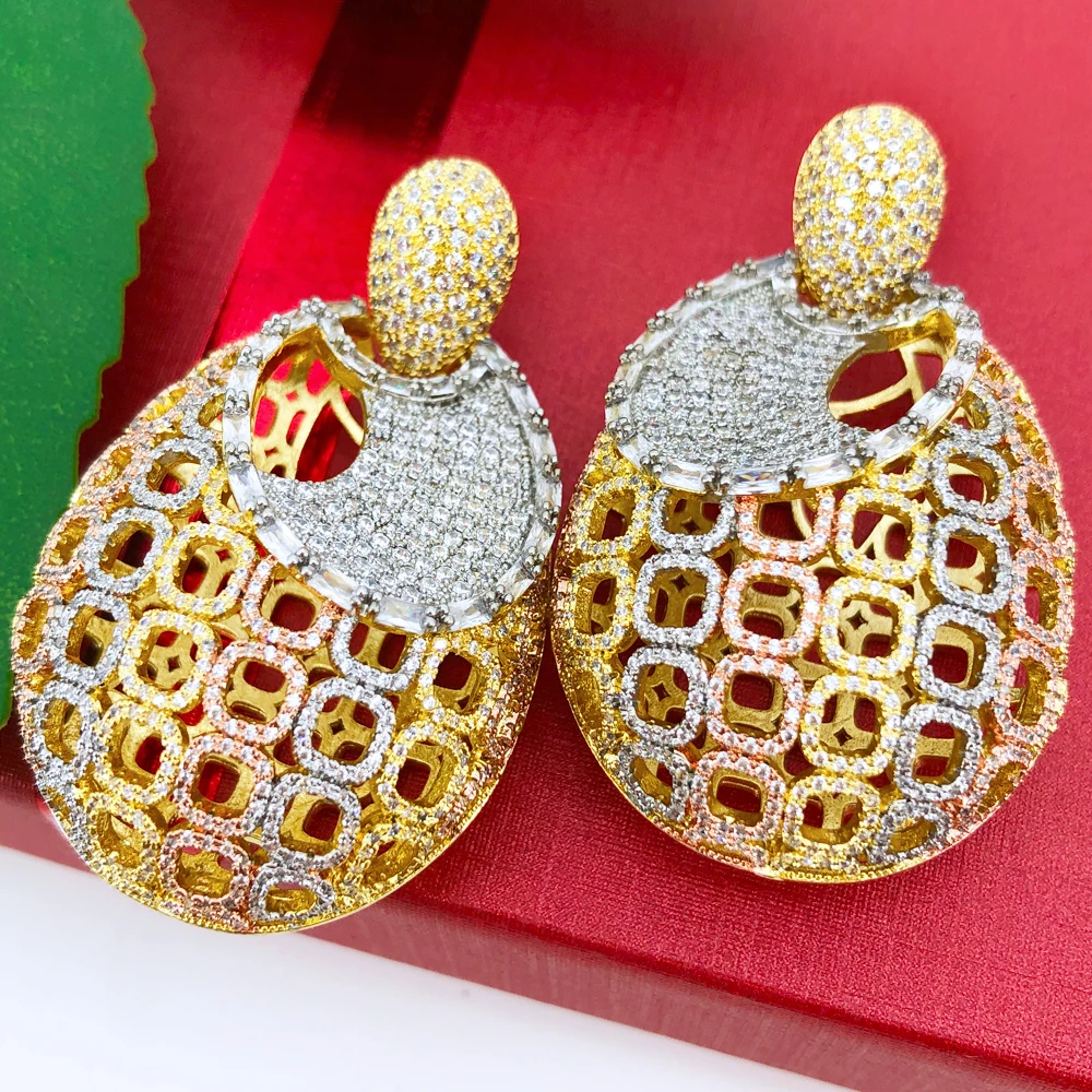 

Missvikki Fashion Luxury Hollow Earrings Trendy Charms DUBAI Round Hoop Statement Accessories for Women Bridal Wedding Jewelry