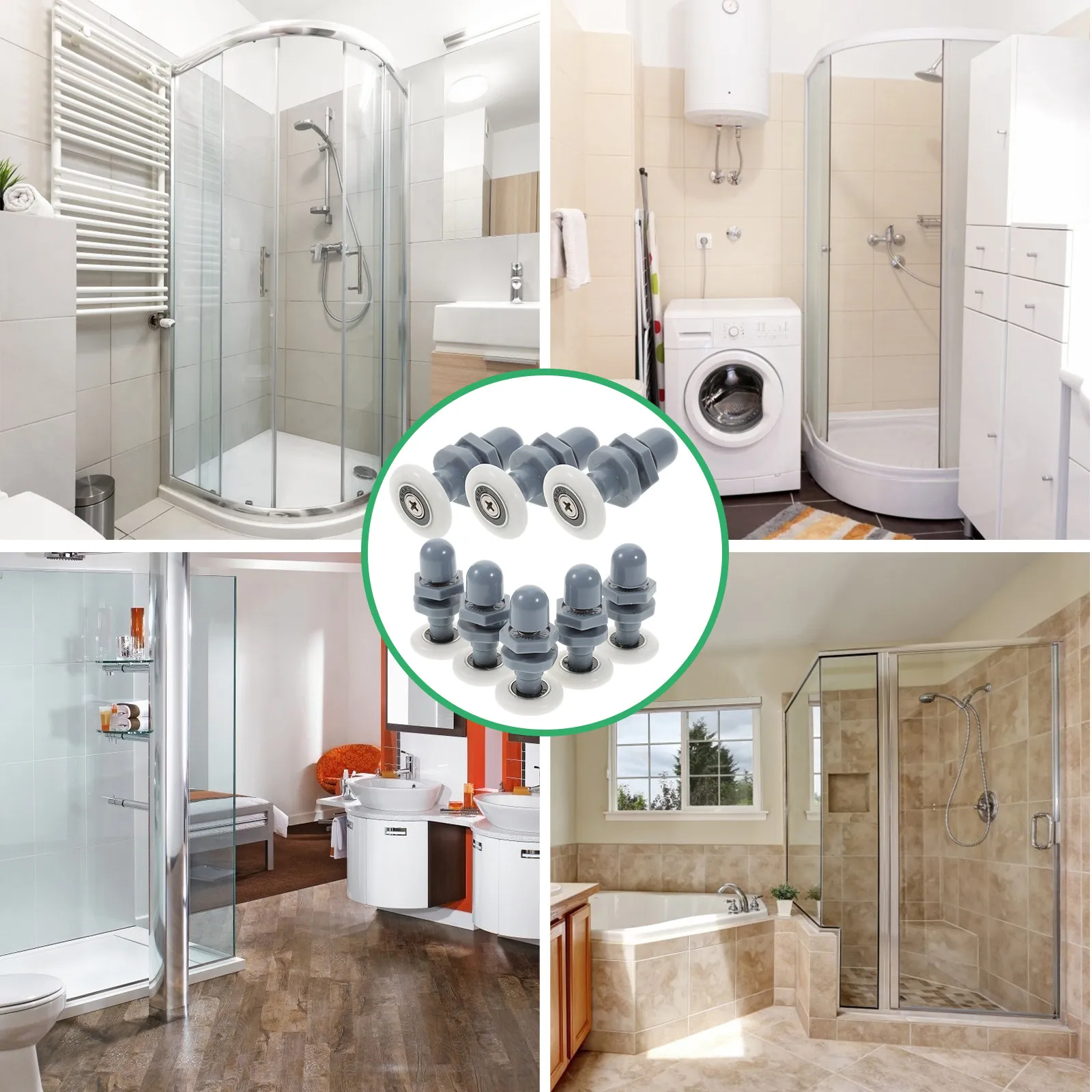 

8Pcs Shower Door Wheels Replacement ABS Frame Strong Load Bearing Glass Pulleys Shower Door Rollers DIY Replacement Parts