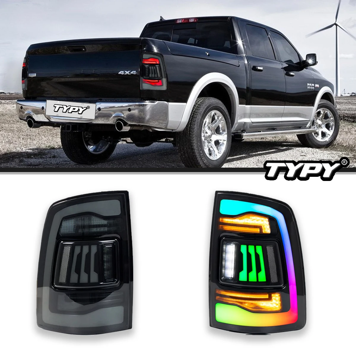 

Автомобильные фары TYPY для Dodge Ram 1500 2500 RGB 2009-2018, задний фонарь, светодиодный проектор, задний фонарь, дневные ходовые огни, автоаксессуары