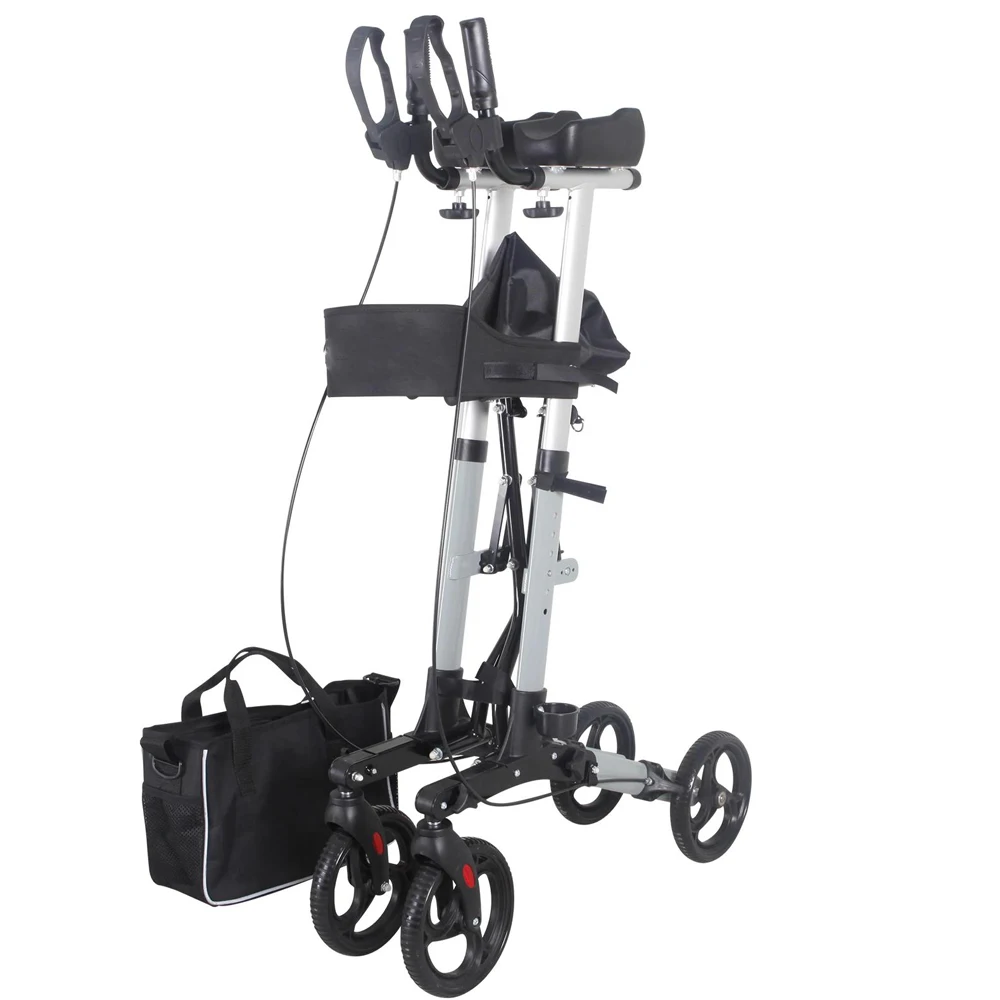 Aluminum Walker Lightweight Foldable Portable Stand Up Straight Rollator Walker