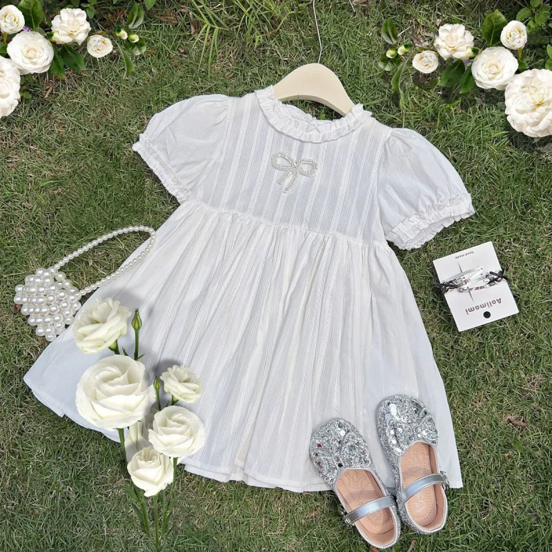 

2025Summer Girls' Dress Short Sleeve Lace Princess Dress Baby Girl Formal Dress One Piece Dropshipping