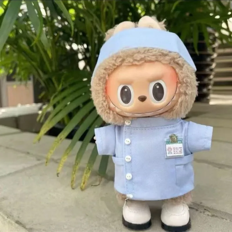 

Labubu Doll Clothes 17cm Hanging Toy Outfit For Nurse Doll Macaron Colored Heart Design Ideal Gift For Doll Collectors