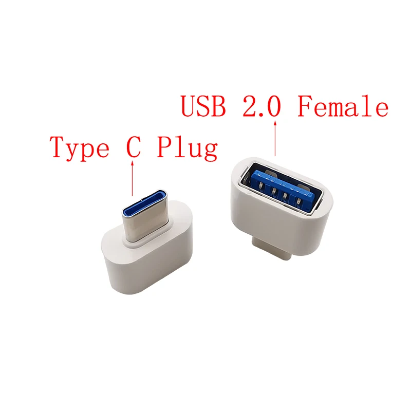 10Pcs/lot OTG Adapter USB 2.0 Type A Female Socket to USB Type C Male Plug Connector For Mobile Phone Mouse Keyboard U-Disk
