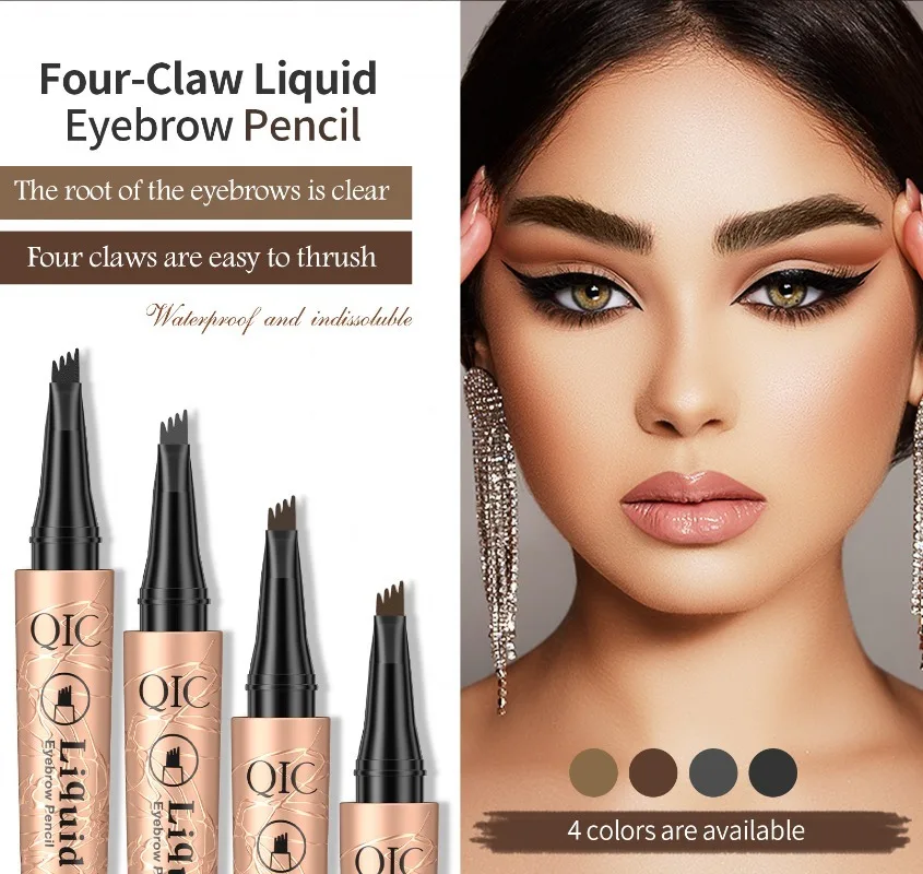 4 Claw Liquid Eyebrow Pen for Microblading Hair Like Strokes Waterproof Smudge Proof Sweat Resistant Long Lasting Brows Pencil