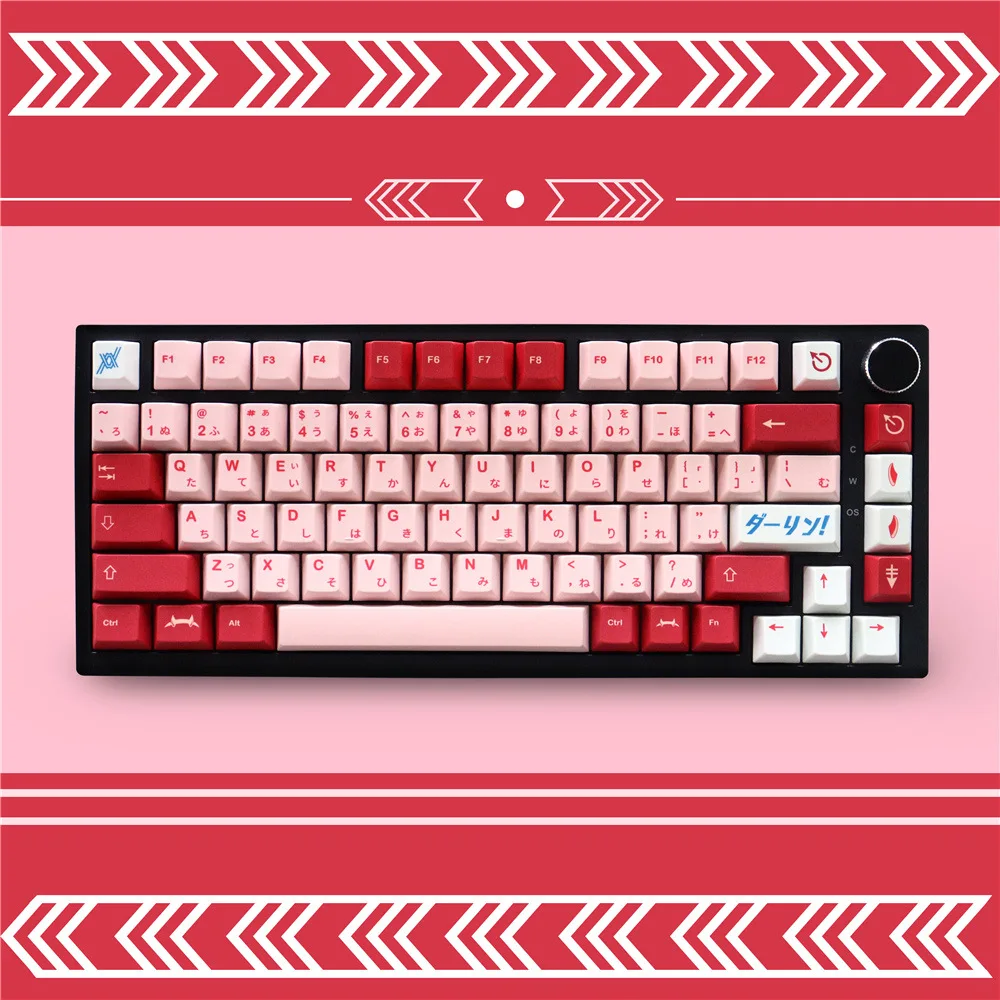 Darling Theme PBT Sublimation Original Height Pink 129 Keys Adapted to Mechanical Keyboard Keycaps