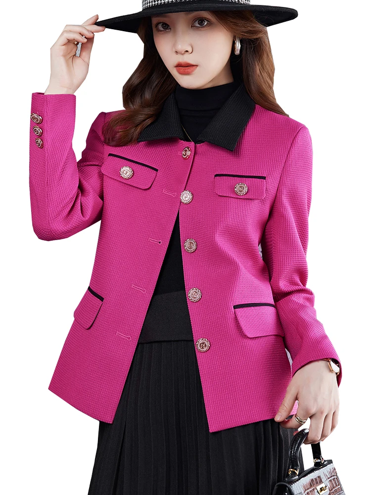 New Arrival Ladies Blazer Women Slim Casual Jacket Long Sleeve Single Breasted Pink Apricot Green Female Autumn Winter Coat