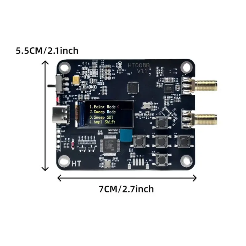 ABKQ-HT008B MAX2871 مولد إشارة ثنائي الإخراج 50 ميجا هرتز إلى 6400 ميجا هرتز يتميز بشاشة OLED مقاس 0.96 بوصة كصدر إشارة الشاشة