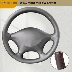 Hand-stitched DIY Artificial Leather Car Steering Wheel Cover For Mercedes Benz W639 Viano Vito VW Crafter Steering Wheel Braid