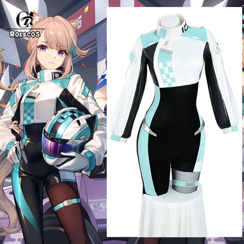 ROLECOS Genshin Impact Lynette Race Suit Cosplay Costume Lynette Queen Suit Roleplay Halloween Sexy Women Uniform Outfit Fullset