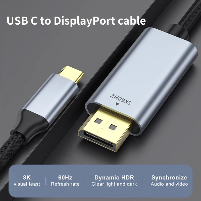 Typ C do DisplayPort 1.4 pioruny 3/4 do DP 8 k60hz 4 k14 4Hz Port wyświetlacza Adapter przewodu do wideo TV MateBook Laptop Air