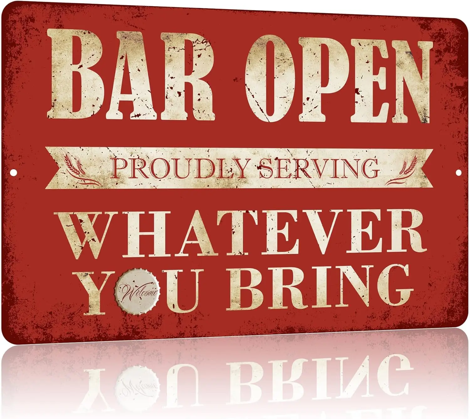 Vintage Bar Sign Decor Funny Bar Open Metal Signs for Home Bar Man Cave Decor Gifts - 8 X 12 Inches Indoor  Outdoor - Proudly Se