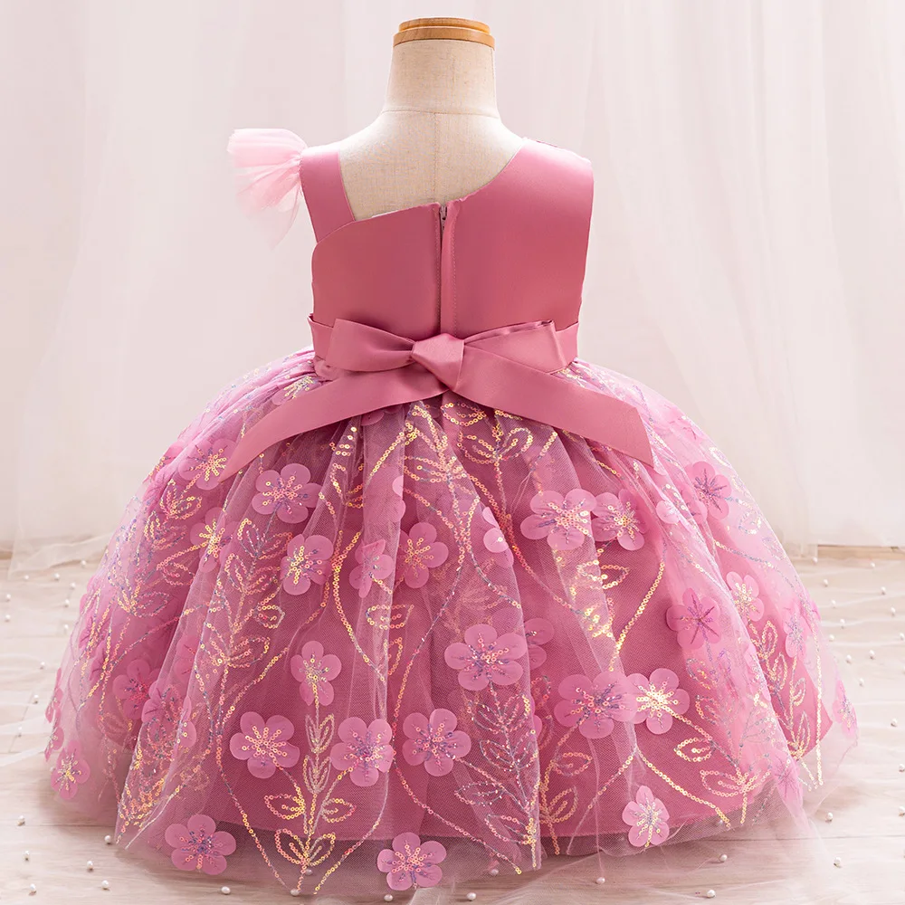 0-6-year-olds toddler baby girl's dress cute mesh and chiffon one year old birthday party princess dress girl's Christmas costum