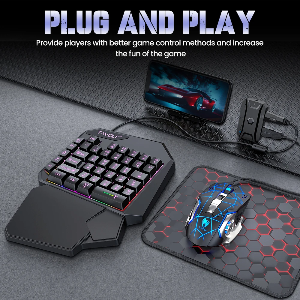 

2025 5-in-1 set One-Handed Mini Gaming Keyboard Wired USB Ultra-Thin Color Light Keyboard Suitable For Notebook Desktop Computer