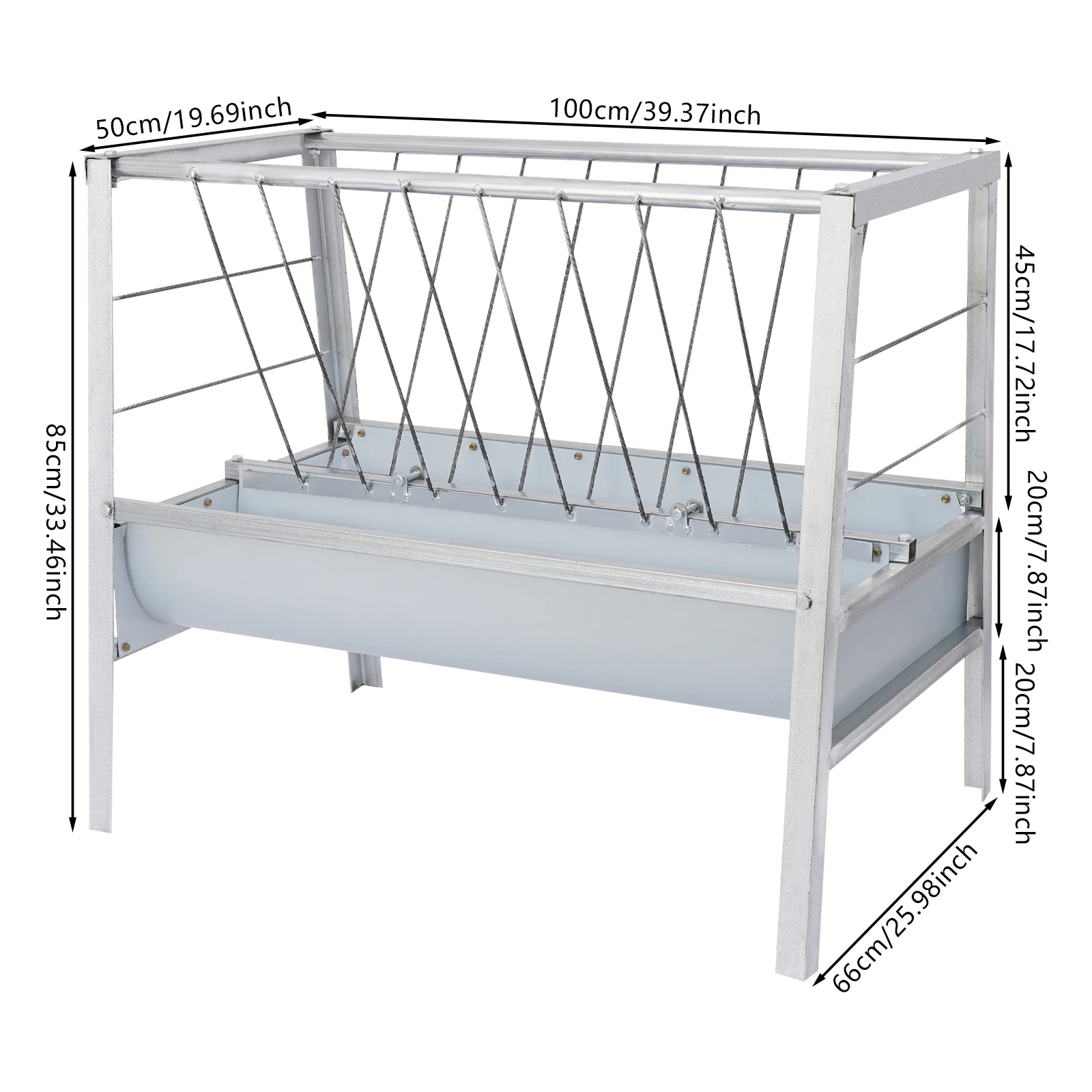رف تغذية القش المعدني القائم بذاته |   صينية تغذية الماشية ذات الجانب المزدوج للماعز والماشية والخيول |   200 لتر