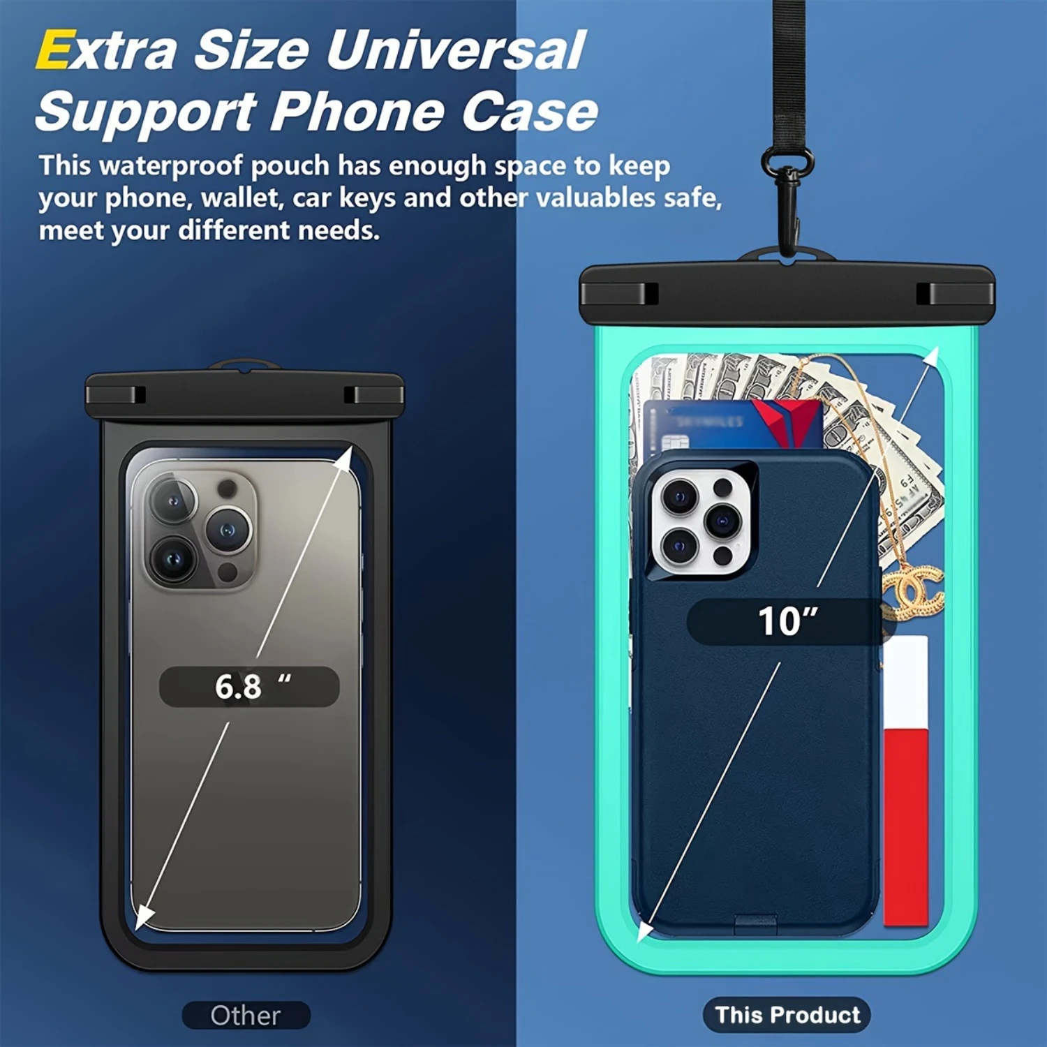 

Водонепроницаемая сумка для мобильного телефона, большая вместимость, двусторонняя HD перспектива, активный отдых на свежем воздухе, таких как кемпинг, каякинг, плавание