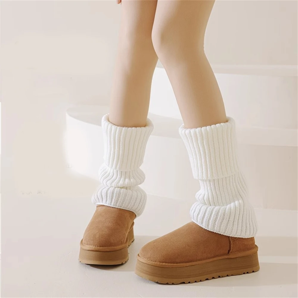Knitted Pile Calf Socks Women Autumn Winter warm Boot Cover Solid Color Slimming All-match JK Leggings Korean Lolita Leg Warmers