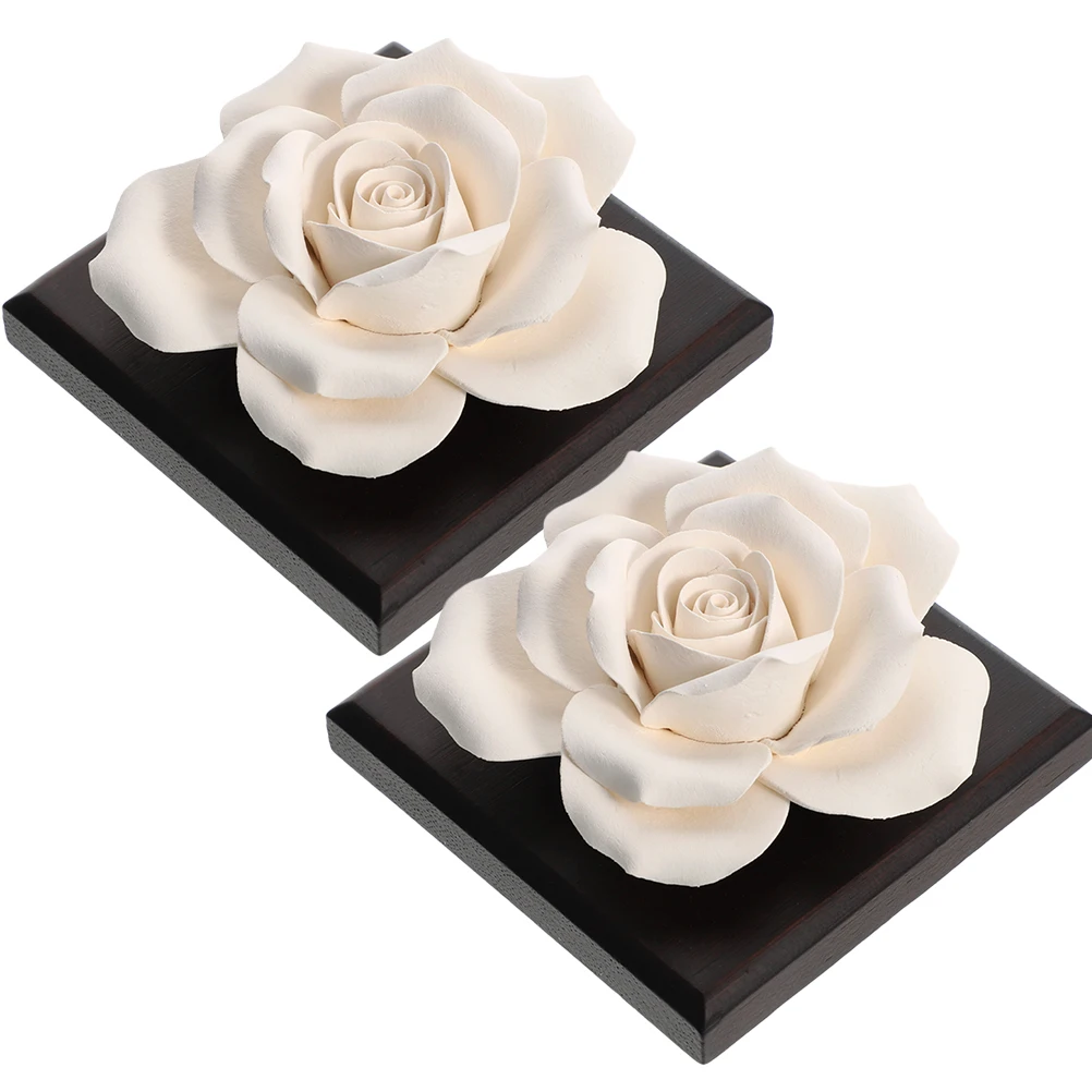

2Pcs Ceramic Rose Shaped Scent Diffuser Safe Materials Smooth Surface Perfect for Car Home Office Decoration Car Aroma Diffuser
