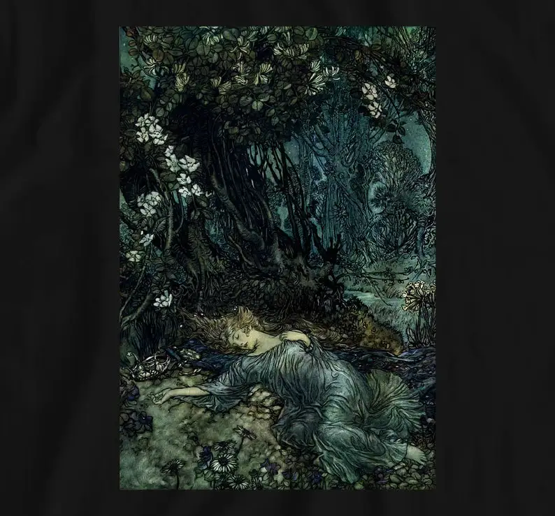 Camiseta Sleeping Fairy، ropa grunge fairycore، goblincore، gotica cottagecore، ropa estetica، Dark fairycore