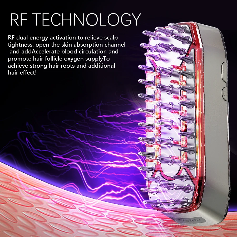 مشط تدليك نمو الشعر ، قضيب فروة الرأس ، مشط السائل ، مكافحة تساقط الشعر ، ضوء LED أحمر ، مدلك الليزر ، جهاز العناية بالشعر الاهتزاز