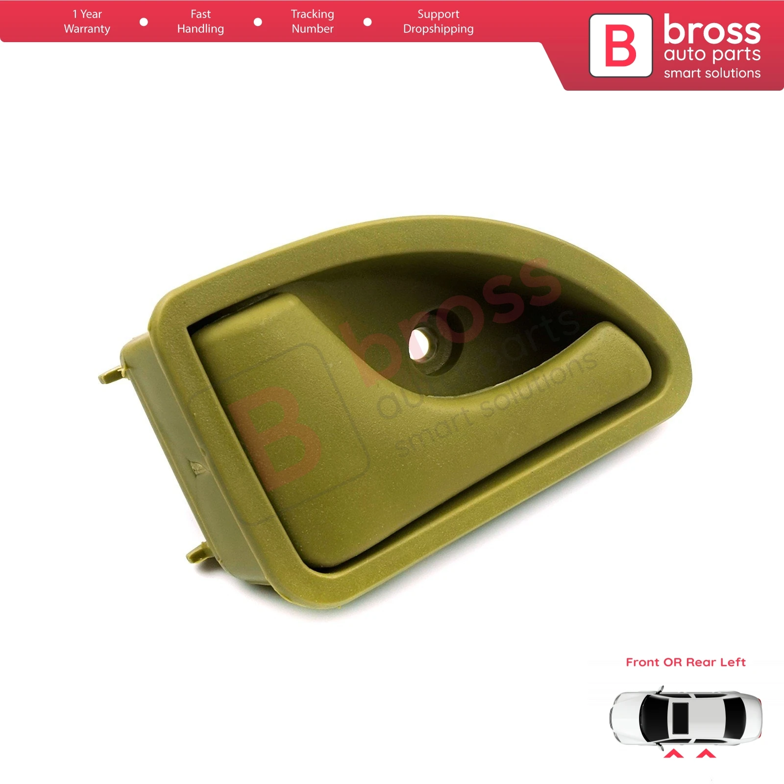 Bross BDP930 Interior Door Handle Front or Rear Left Doors 7700309313 For Renault Kangoo 1997-2007, Renault Twingo 1993-2007