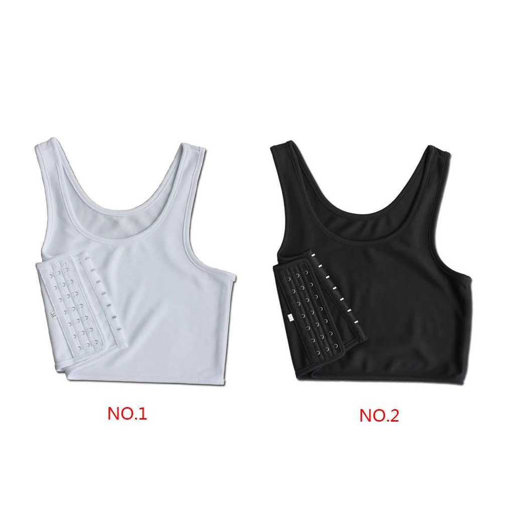 Women Breathable Chest Breast Binder Side Buckle Short Vest Tops Bustier Shaper Vest Underwear Tank Tomboy Chest Wrap Bandage