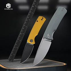 Versteinerter fisch neuer mini pfp01x damaskus g10 griff keramik kugellager 14 c28n stahl camping überlebens tasche edc klappmesser